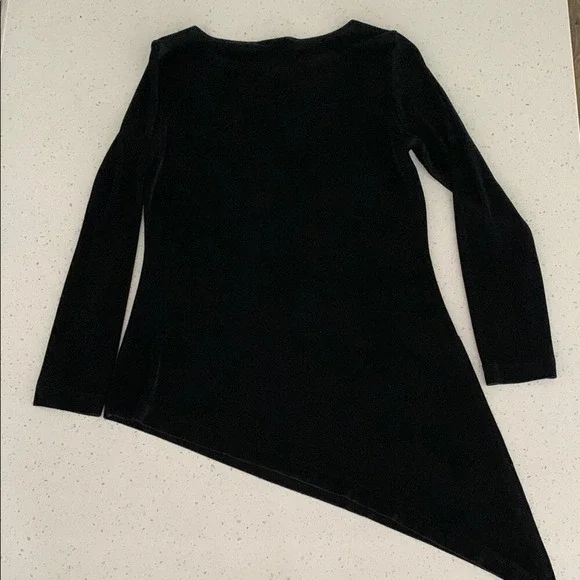 Chico's Women's 0 Black Long Sleeve Asymmetrical Hem Top K008 Casual Work Travel - Picture 8 of 8